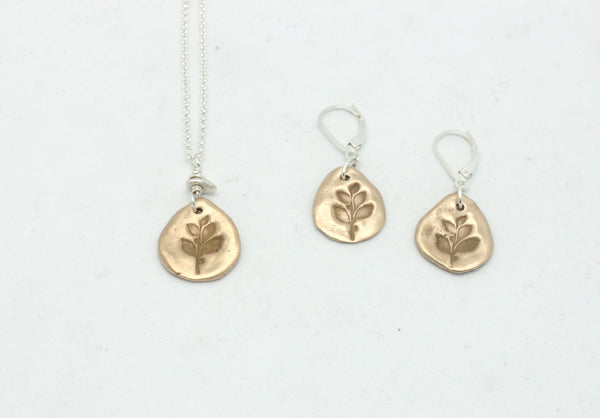 Bronze Olive Branch Pendant Necklace