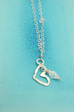 Fine Silver Open Heart & Swarovski Crystal Charm