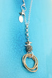 METAL GOLD Lariat Necklace with Entwined Bronze Ring Pendant