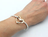 Bronze Heart and Fine Silver Stretch Bracelet