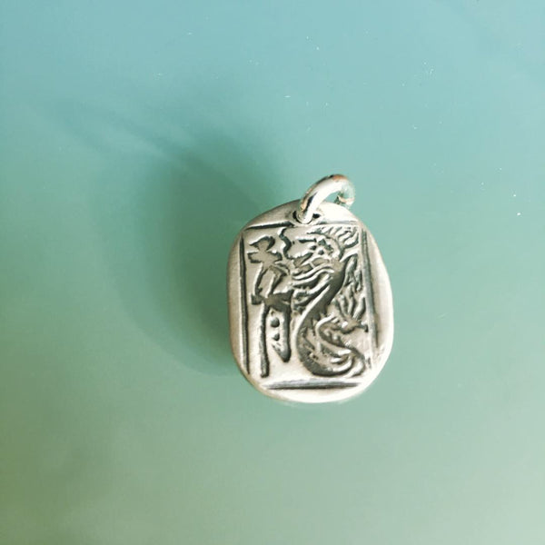 Custom Dragon Stamped Fine silver pendant