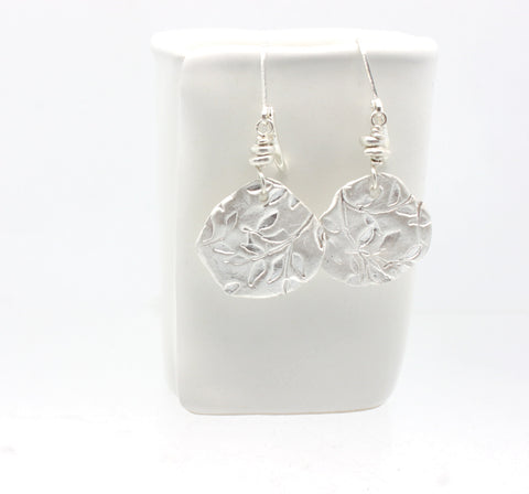 Fine Silver Random Leaf Freeform Earrings