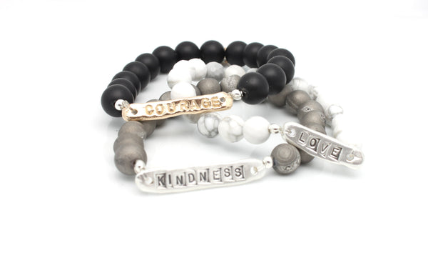 "Courage  Love  Kindness" Stretch Bracelets