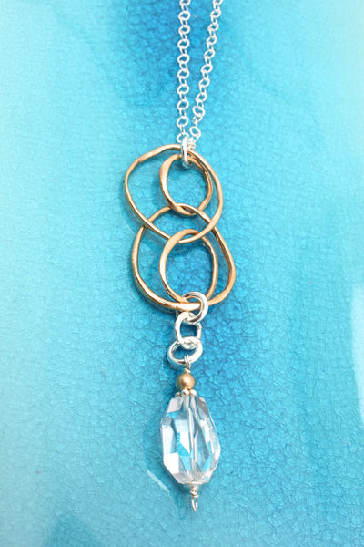LINKS Collection - Bronze Layered Link & Crystal Quartz Necklace