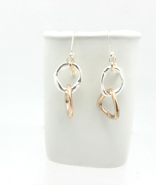 LINKS Collection - Entwined Bronze & Fine Silver Chunky Earrings