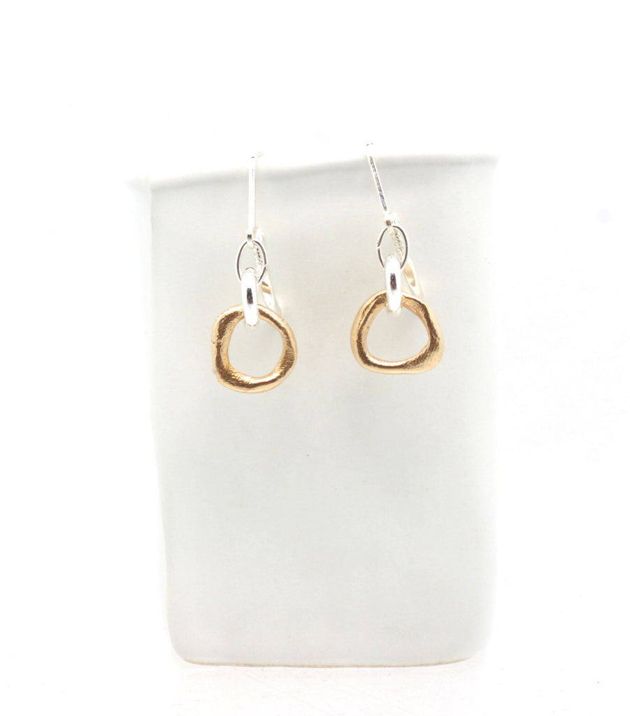 LINKS Collection - Bronze Petite Hoops with Sterling Silver Link