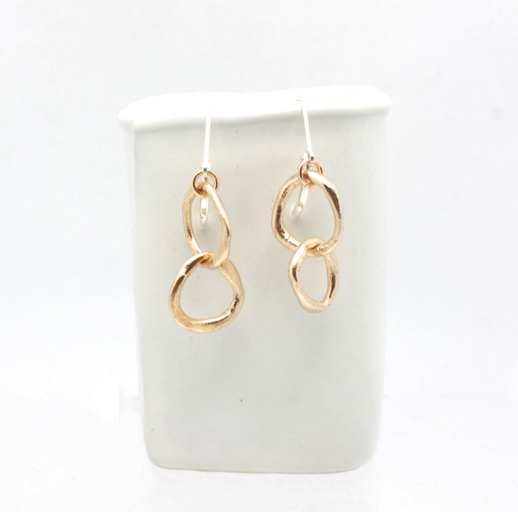 LINKS Collection - Entwined Petite Bronze Link Earrings