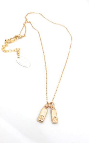 Petite Bronze XO Bar Necklace