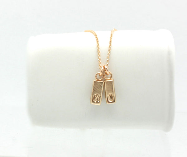 Petite Bronze XO Bar Necklace