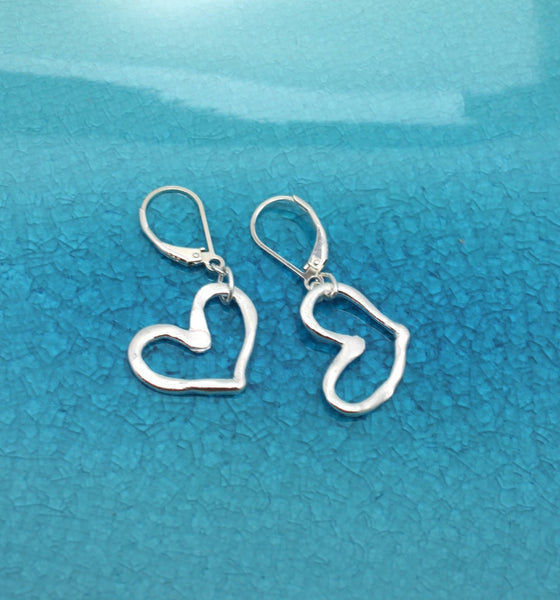 Open Heart Fine Silver Earrings