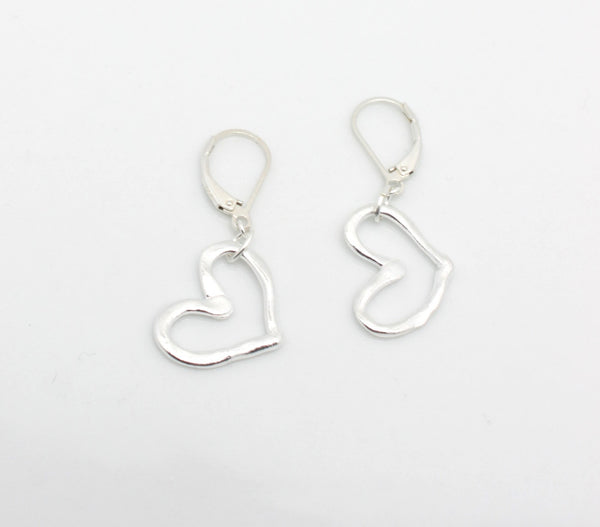 Open Heart Fine Silver Earrings