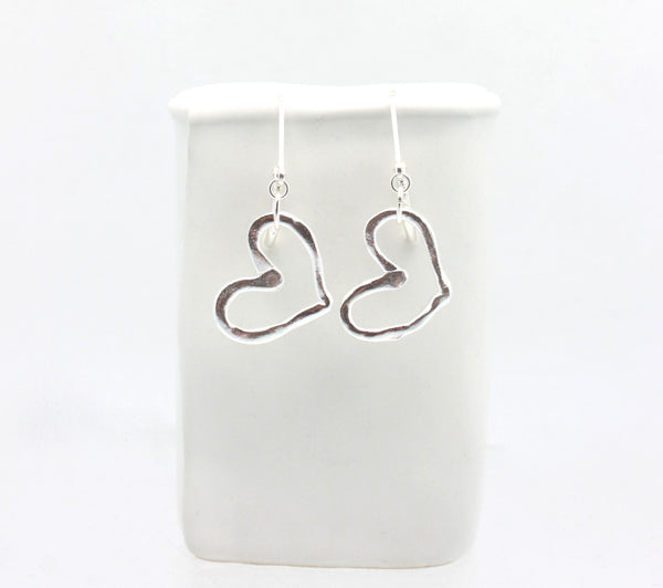 Open Heart Fine Silver Earrings