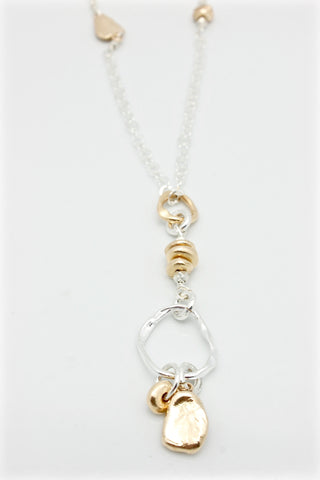 Pebble & Fine Silver Link Necklace