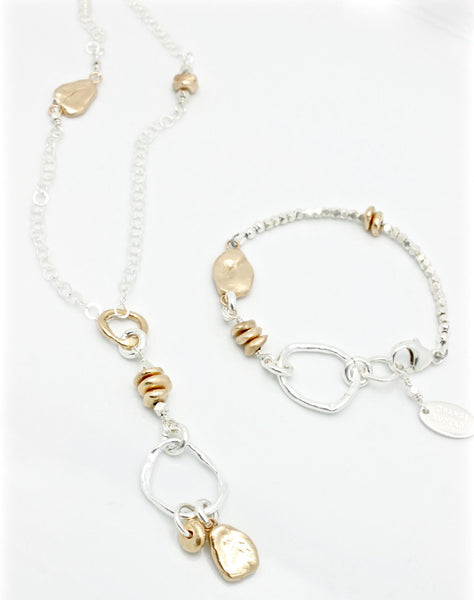 Pebble & Fine Silver Link Necklace