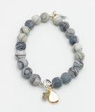 Jasper Line Silk Stone Stretch Bracelet & Pebble Charm