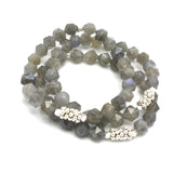 Labradorite Starcut Stones & Flower Bead Stretch Bracelet