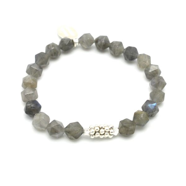 Labradorite Starcut Stones & Flower Bead Stretch Bracelet