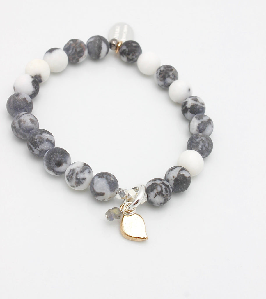 Arctic Blossoms: Marbled Snow Agate Stretch Bracelet