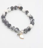 Arctic Blossoms: Marbled Snow Agate Stretch Bracelet
