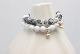 Arctic Blossoms: Marbled Snow Agate Stretch Bracelet
