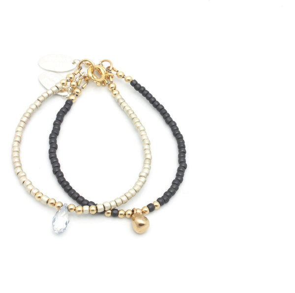 ARCTIC BLOSSOMS:  Steel Blue & Bronze Bud Bracelet