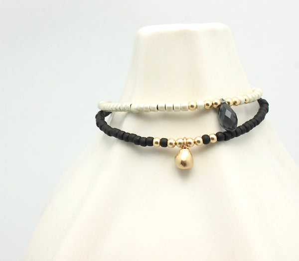 ARCTIC BLOSSOMS:  Jet & Bronze Petite Bud Bracelet