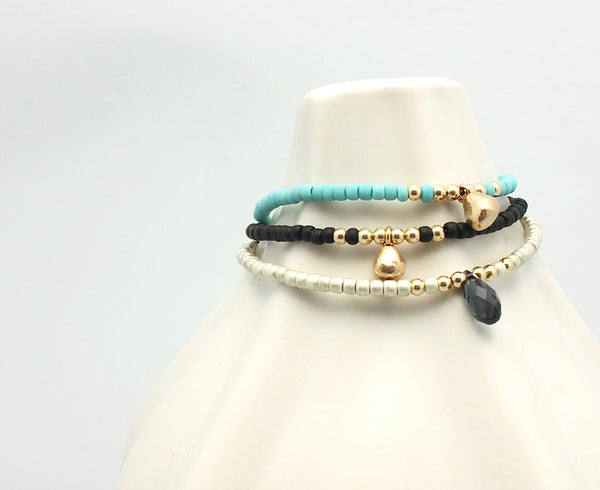 ARCTIC BLOSSOMS:  Jet & Bronze Petite Bud Bracelet