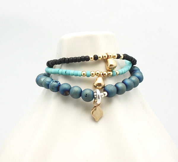 ARCTIC BLOSSOMS:  Jet & Bronze Petite Bud Bracelet