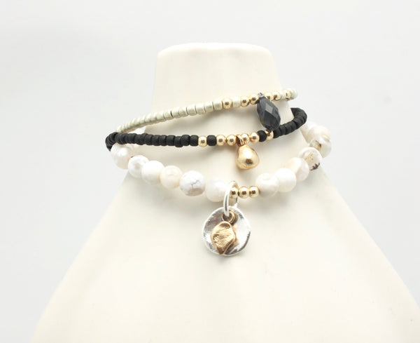 ARCTIC BLOSSOMS:  Jet & Bronze Petite Bud Bracelet