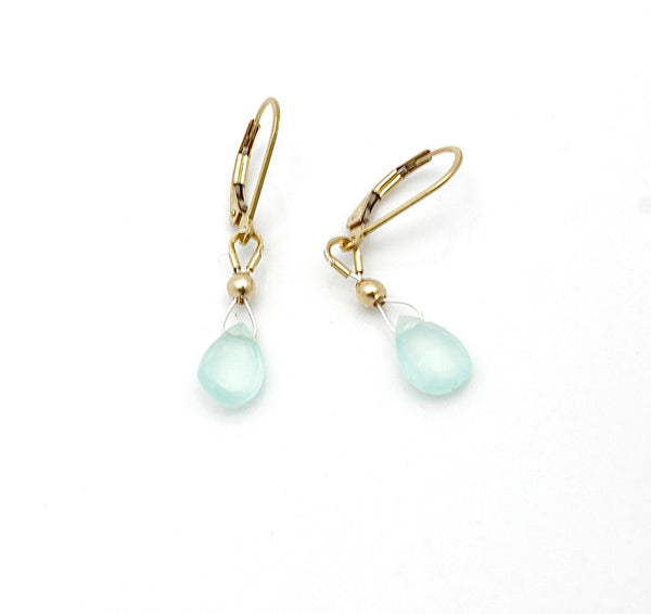 Inner Spirit: Aqua Chalcedony Briolette Earrings