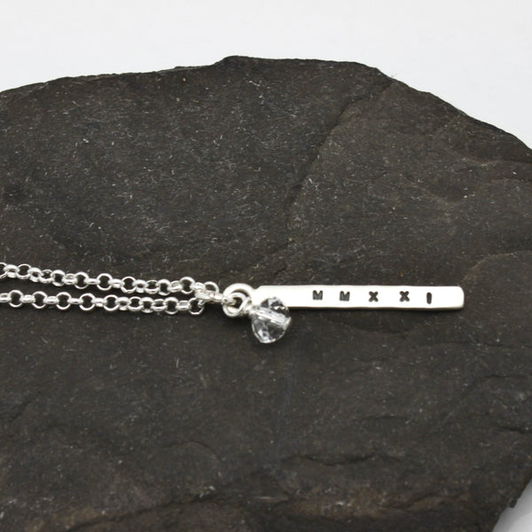 1 Short Bar - 3mm Sterling Silver Vertical Pendant Necklace
