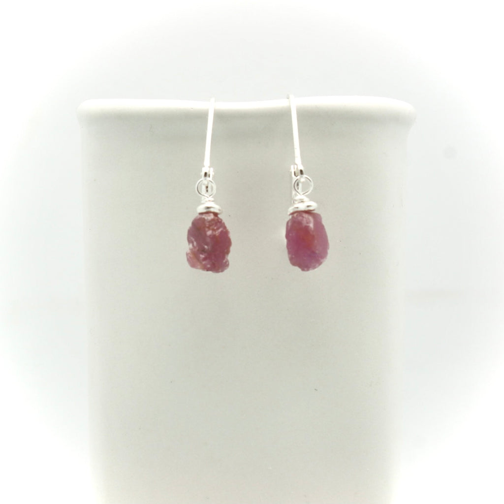 Raw Pink Sapphire Stone Earrings
