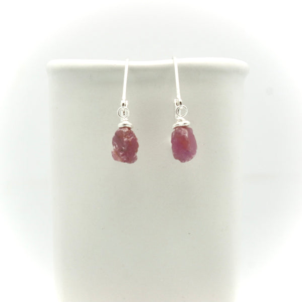 Raw Pink Sapphire Stone Earrings
