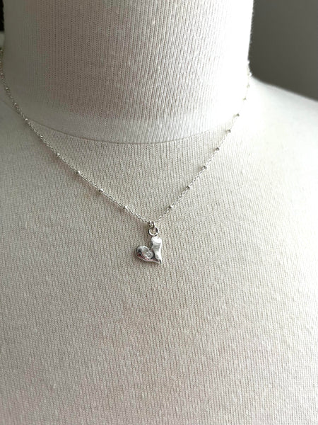 LOVE Freeform Silver Heart & Cubic Zirconia Necklace