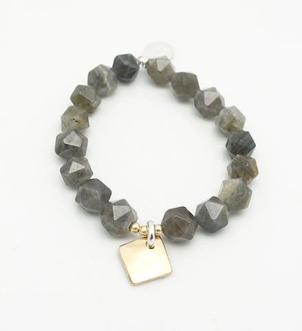 Contour Collection:  Labradorite Starcut Stretch Bracelet & Bronze Diamond Pendant