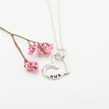 Silver Open Heart Personalized Necklace