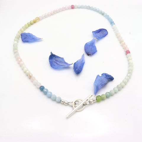 Multi Coloured Morganite, Beryl & Aquamarine Beaded Necklace