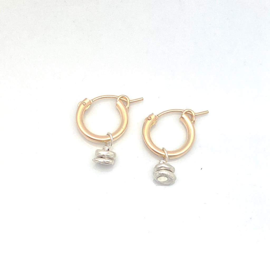 GOLD Elements:  Petite MOD Gold Hoops & Silver Charm