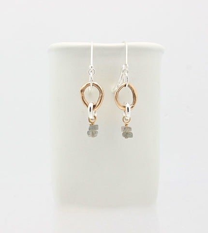 Bronze Petite Link & Labradorite Earrings