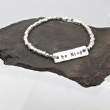 Rectangle Pendant & Fine Silver Stretch Bracelet