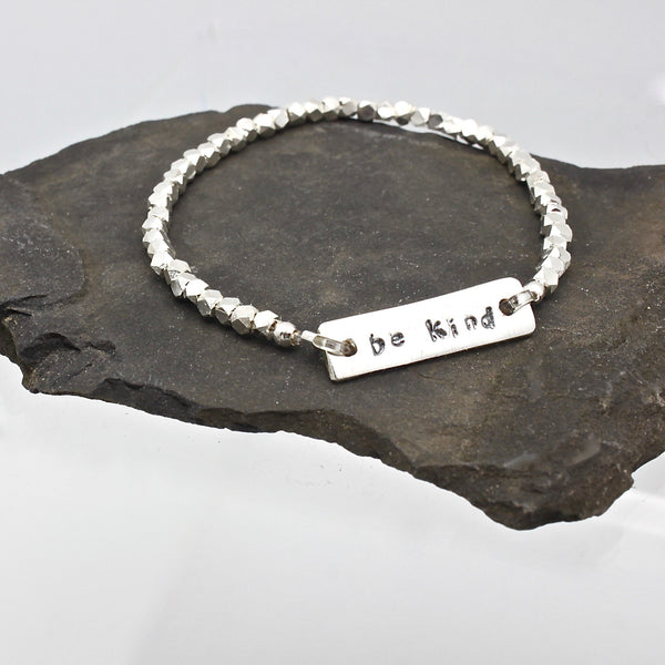 Rectangle Pendant & Fine Silver Stretch Bracelet