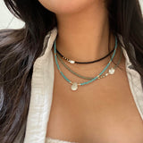 Ochre Japanese Beaded Necklace & Keishi Pearls