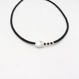 Jet Black Japanese Beaded Necklace and Keishi Pearls