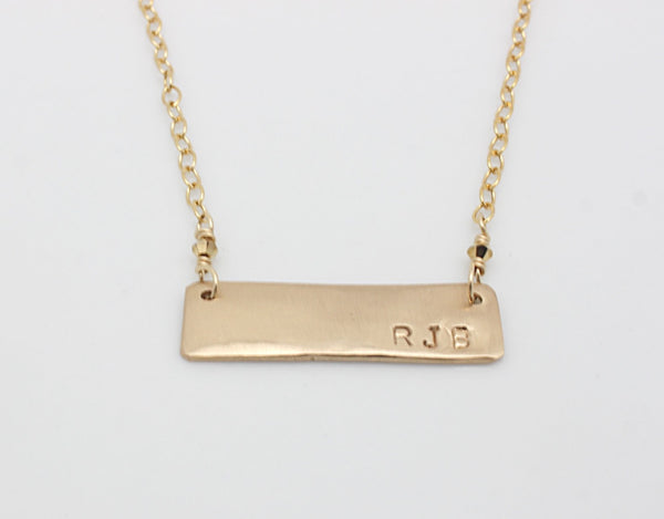 Rectangle Personalized Bar Necklace - Bronze