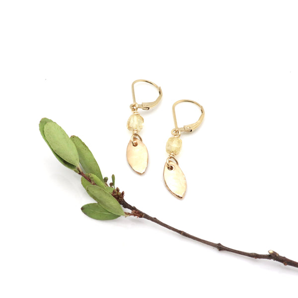 PETAL COLLECTION:  BRONZE & CITRINE PETAL EARRINGS