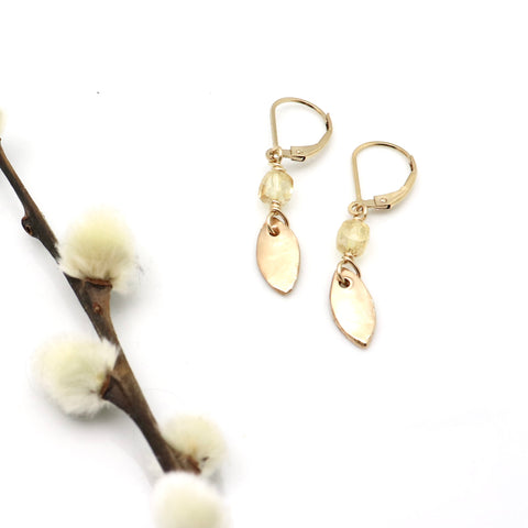 PETAL COLLECTION:  BRONZE & CITRINE PETAL EARRINGS