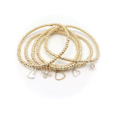 Freeform Fine Silver Heart & Gold Beaded Bracelet