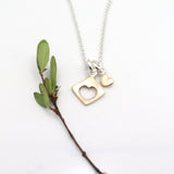HEART Collection:  Cutout Heart & Petite Heart Necklace - Silver