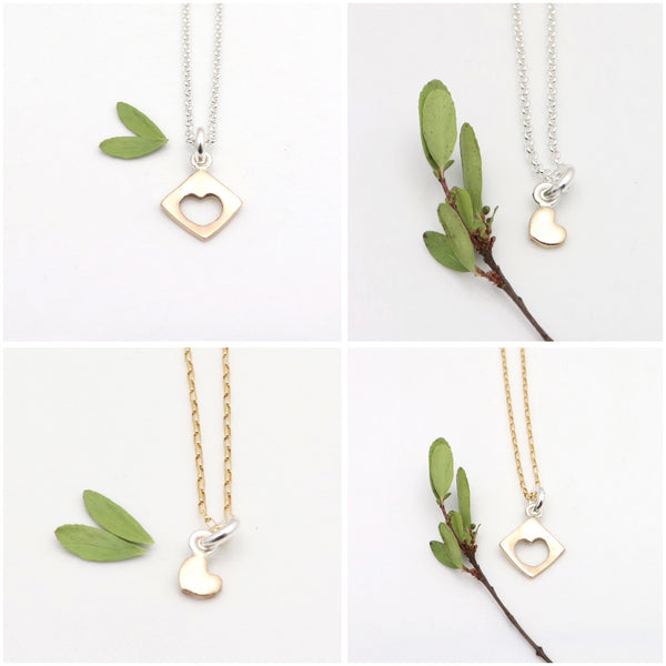 HEART COLLECTION: BRONZE PETITE HEART NECKLACE - SILVER CHAIN