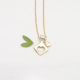 HEART Collection: Cutout Heart & Petite Heart Necklace - Gold